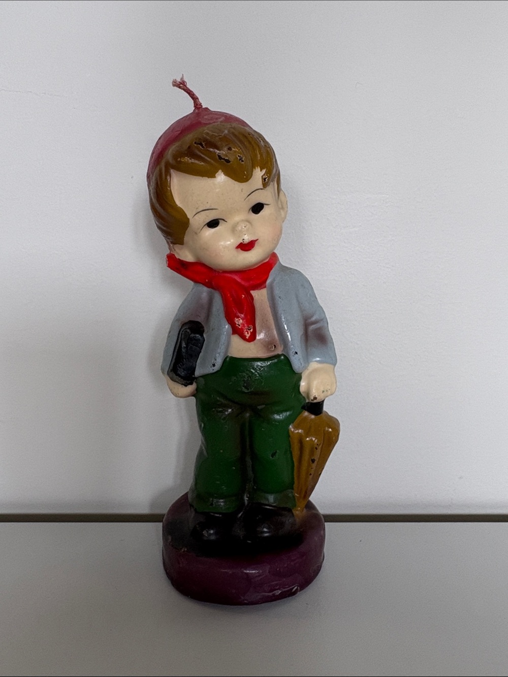 Vintage Made in Hong Kong Figural Boy Candle – Novelty Kitsch Decor